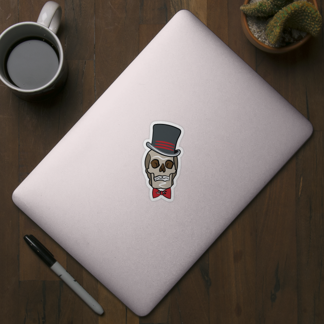 Halloween Skull in Top Hat and Bow Tie by evisionarts